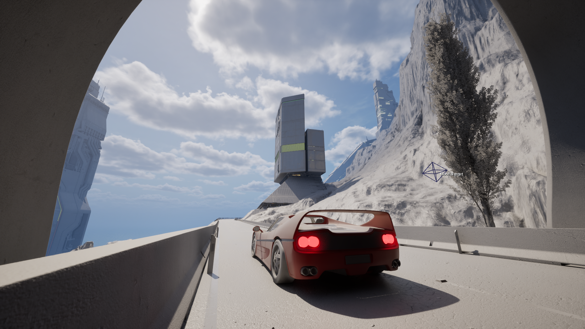 Unreal viewport scene, left section